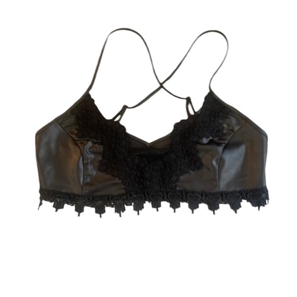 Signature8 Tops - Signature 8, faux leather, lace black, bralette, Small